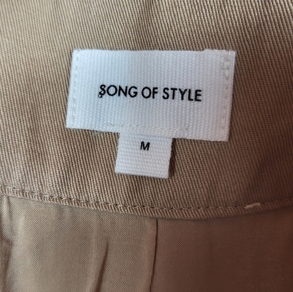 Song of Style Revolve Preppy Belted Pleated High Waist Trousers Khaki Beige M - Picture 13 of 15